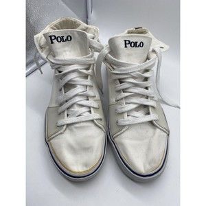 RALPH LAUREN Polo Mens Shoes Canvas High Top Sneakers White Size 14